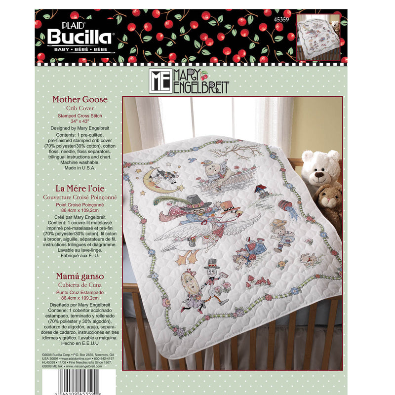 Bucilla Stamped Crib Cover Kit - Mother Goose