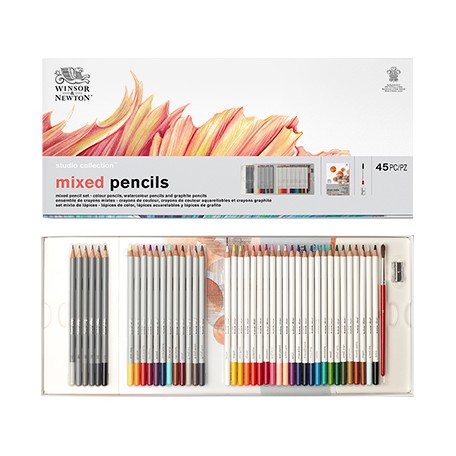 Winsor & Newton Studio Mixed Pencils - Set of 45
