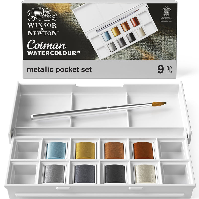 Winsor & Newton Cotman Watercolour Metallic Pans - Set of 8