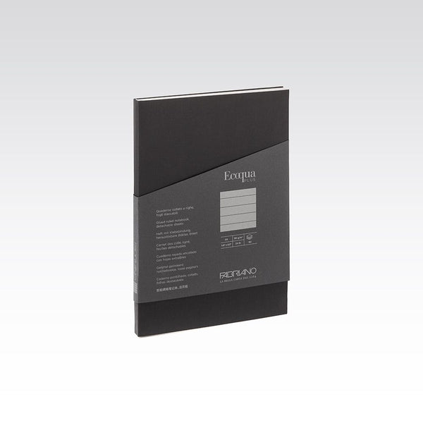 Fabriano Ecoqua Plus Glued Notebook 90gsm Lined A5#Colour_BLACK