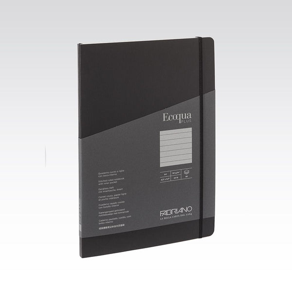 Fabriano Ecoqua Plus Stitch Notebook 90gsm Lined A4#Colour_BLACK