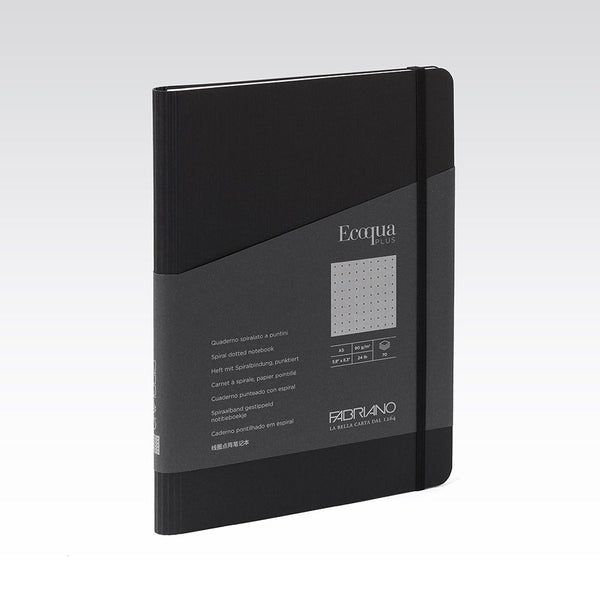 Fabriano Ecoqua Plus Hidden Spiral Notebook 90gsm Dots A5#Colour_BLACK