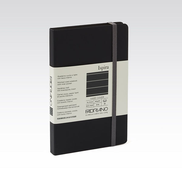 Fabriano Ispira Hard Cover Notebook 85gsm Lined 9x14cm#Colour_BLACK