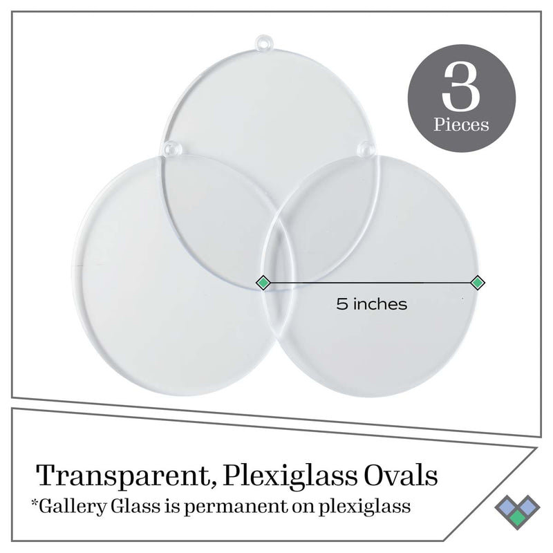 Plaid Gallery Glass Surface Oval 5inch 3 Pieces
