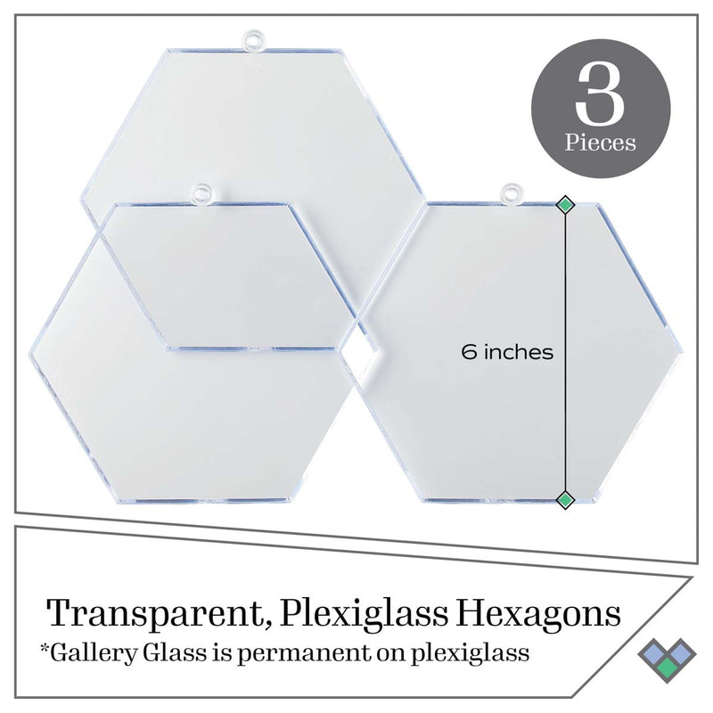 Plaid Gallery Glass Surface Hexagon 6inch 3 Pieces