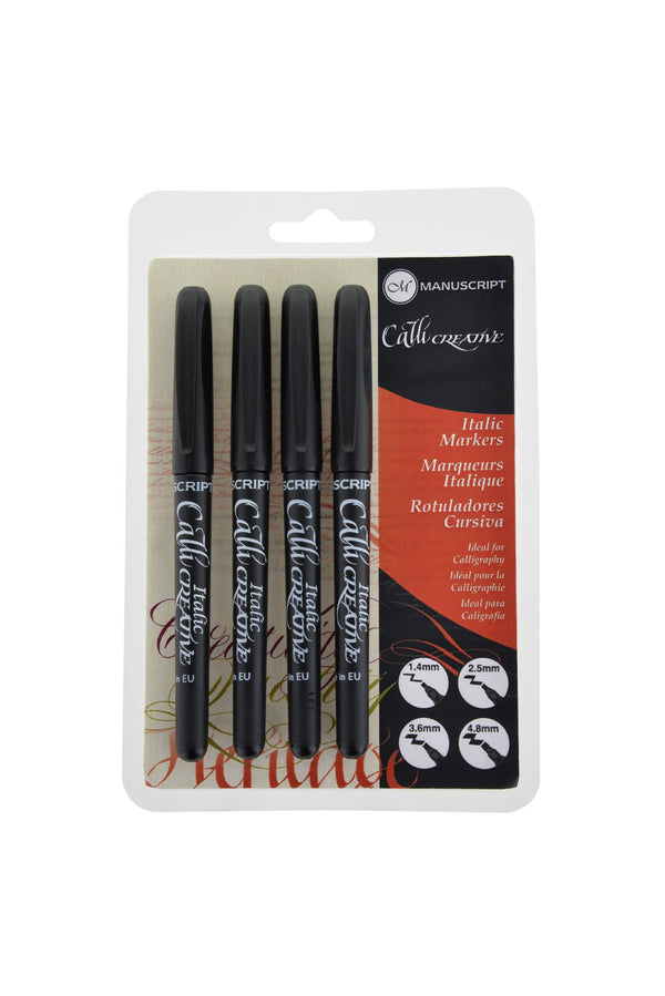 Manuscript Callicreative Italic Markers Black Set Of 4