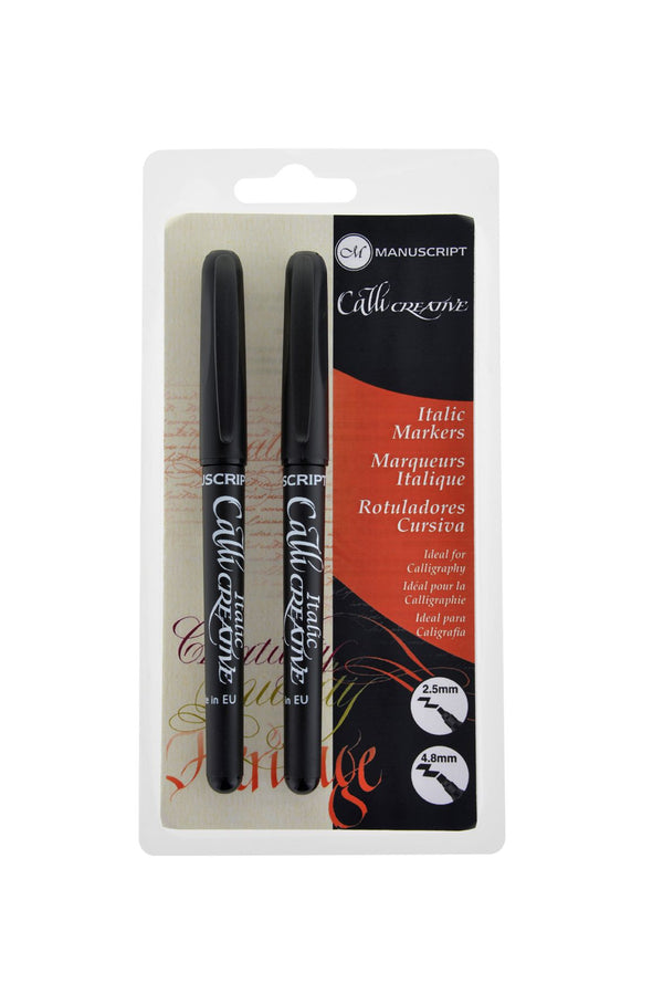 Manuscript Callicreative Italic Markers Black Set Of 2