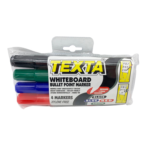 texta whiteboard marker assorted wallet of 4