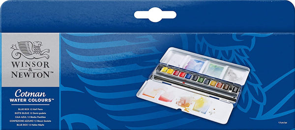 Winsor & Newton Cotman Watercolour Blue Box Of 12 Half Pan