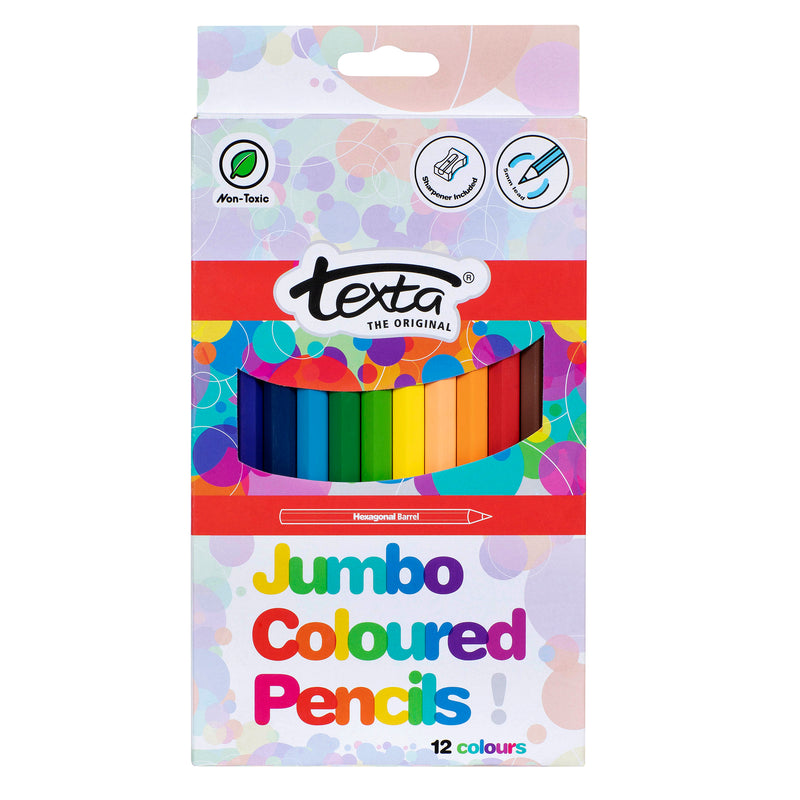 texta coloured pencils jumbo assorted pack of 12