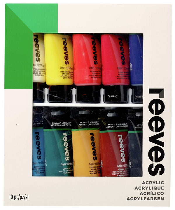 Reeves Acrylic Paint 75ml - Set of 10