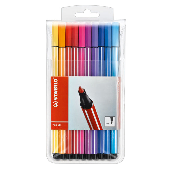 stabilo pen 68 fibre tip pen assorted wallet of 20