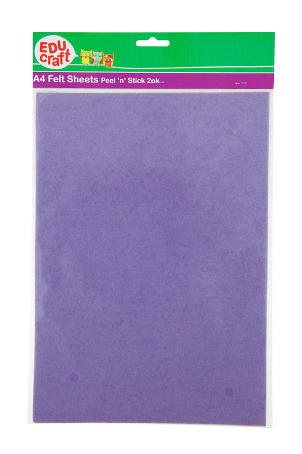 Educraft Felt Sheet Adhesive A4 Assorted Brights Pack Of 2