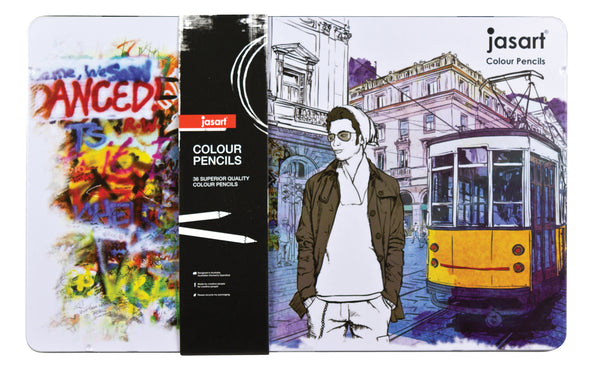 Jasart Colour Pencils Tin Of 36