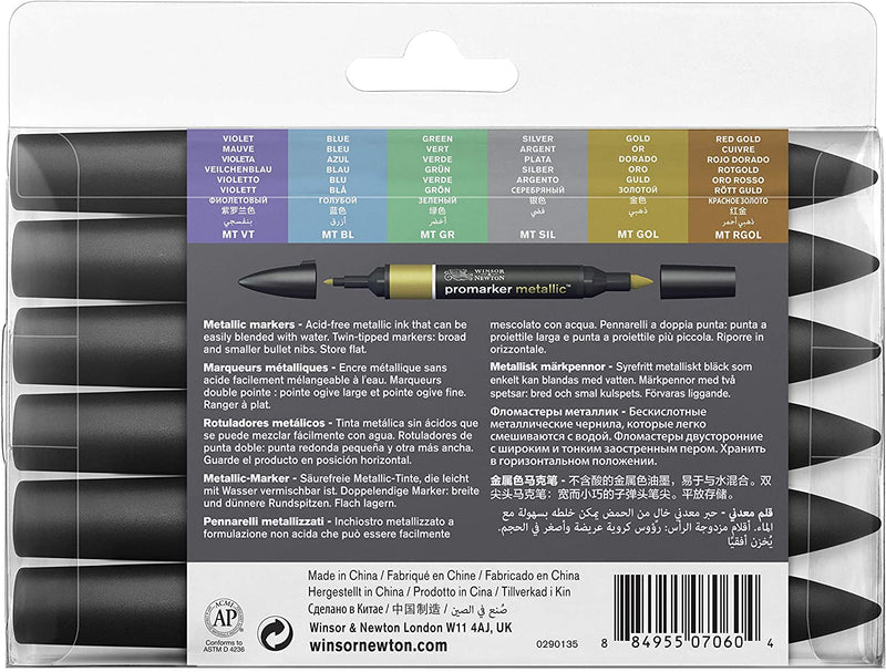 Winsor & Newton Promarker Set Of 6 Metallics