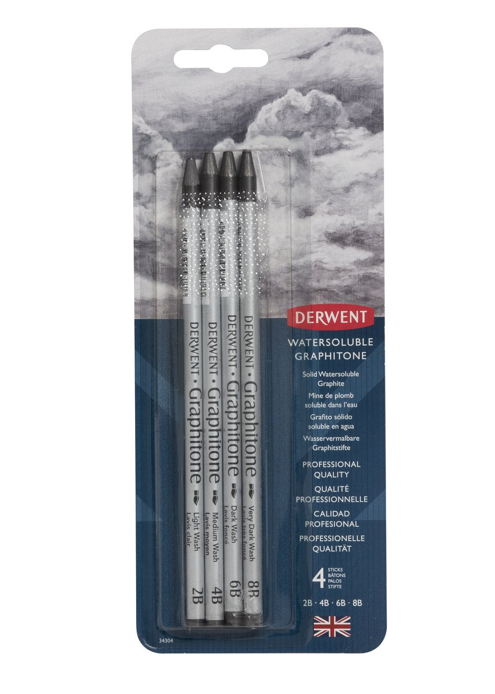 Derwent Watersoluble Graphitone Blister Pack Of 4 | Hobby Land