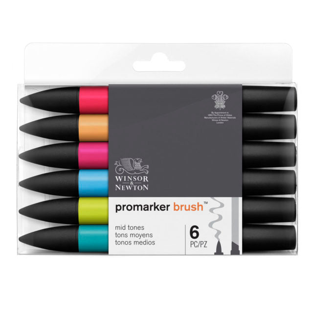 Winsor & Newton Promarker BrushMarker Set Of 6