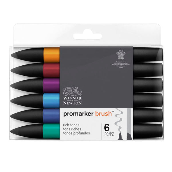 Winsor & Newton Promarker BrushMarker Set Of 6#colour_RICH TONES