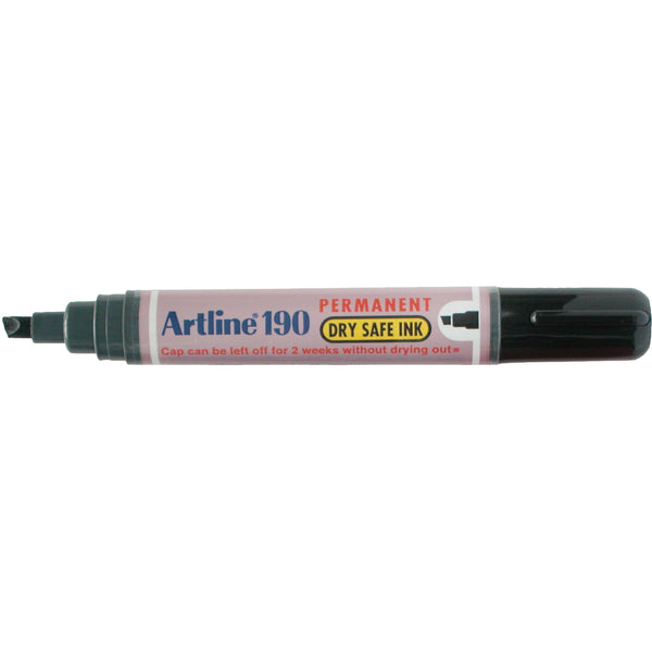 artline 190 permanent marker 5mm chisel nib box of 12#Colour_BLACK