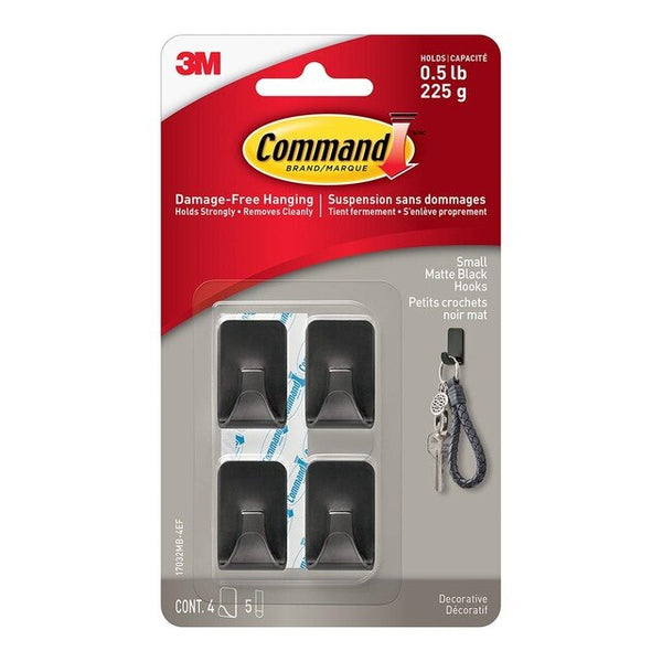 command hook small matte black pack of 4