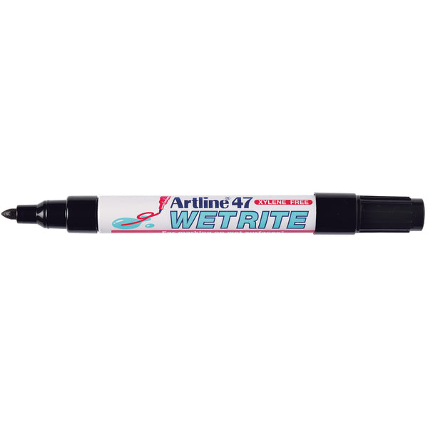 artline 47 wetrite permanent marker 1.5mm bullet nib black box of 12