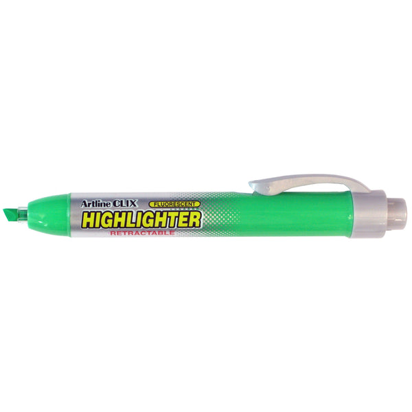artline 63 clix highlighter retractable 4mm chisel nib#Colour_GREEN