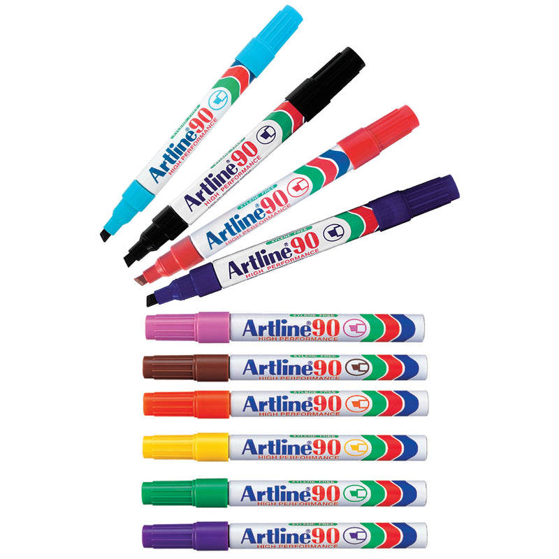 artline 90 permanent marker 5mm chisel nib box of 12