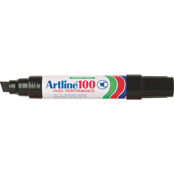 artline 100 permanent marker 12mm chisel nib pack of 6#Colour_BLACK