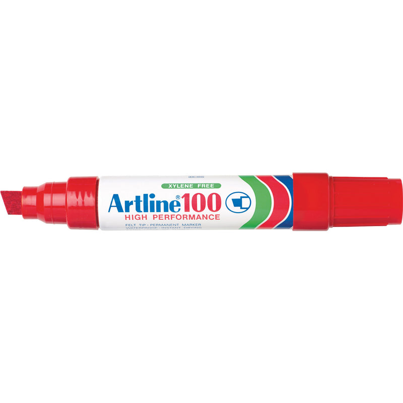 artline 100 permanent marker 12mm chisel nib pack of 6