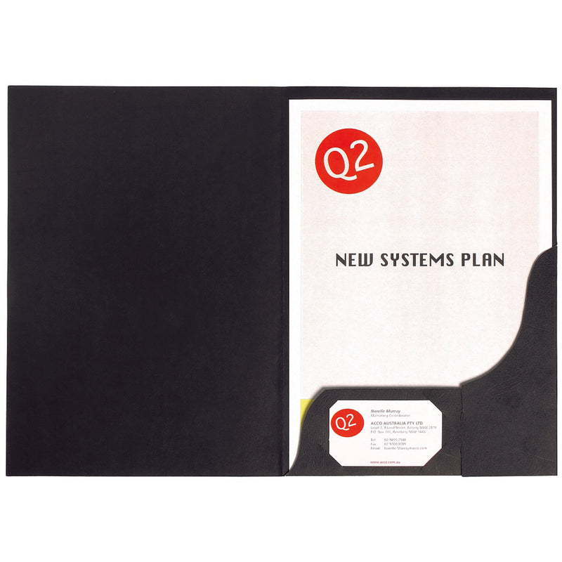marbig® professional presentation folders a4 leathergrain black pack of 20