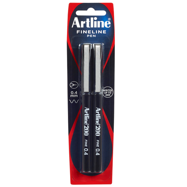 Artline 200 Art Fineliner Pen 0.4mm Black Pack Of 2