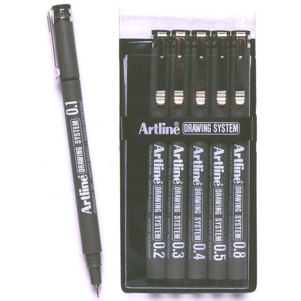 Artline 230 Drawing System Pen Black Wallet Of 6