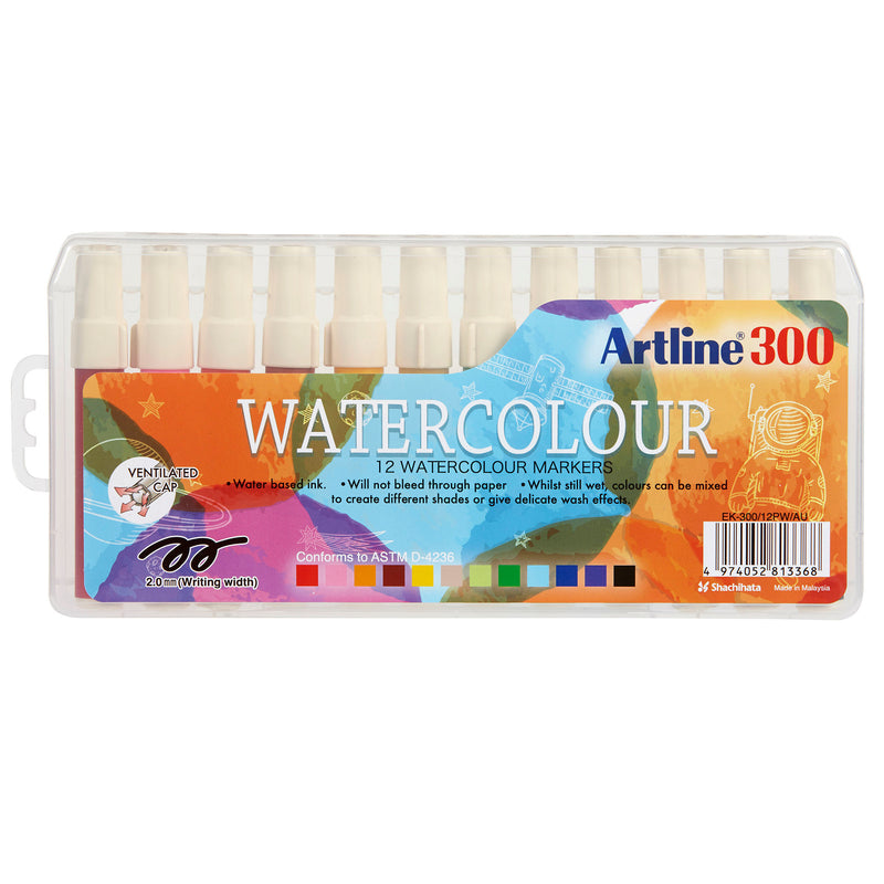 Artline 300 Liquid Crayon Colouring Marker Water Based Assorted - Pack Of 12