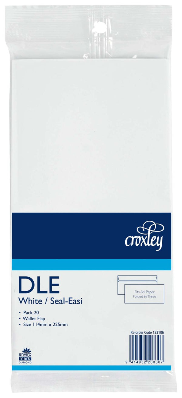 croxley envelope dle seal easi pack of 20