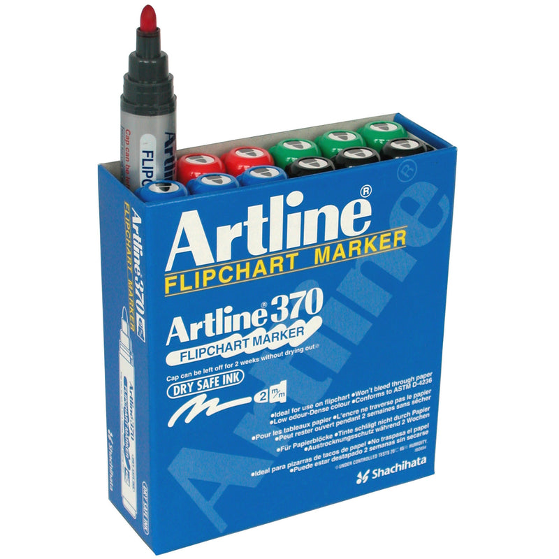 artline 370 flipchart marker 2mm bullet nib assorted