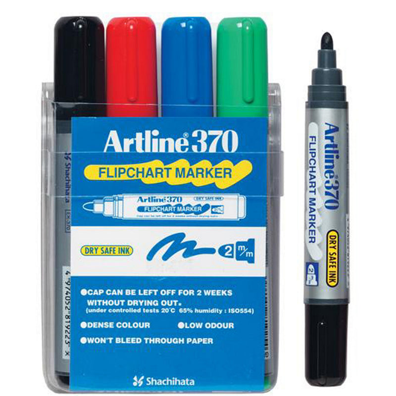 artline 370 flipchart marker 2mm bullet nib assorted