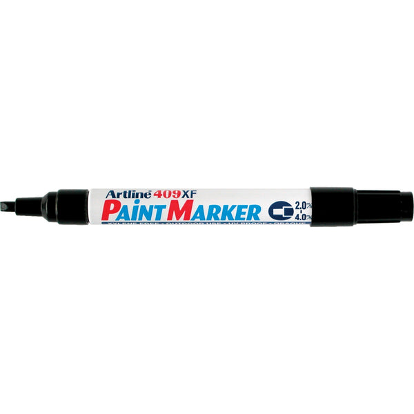 Artline 409 Permanent Paint Marker 4.0mm Chisel Box Of 12#Colour_BLACK