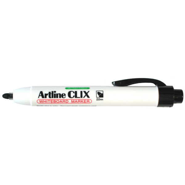 artline 573 clix whiteboard retractable 2mm bullet nib box of 12#Colour_BLACK