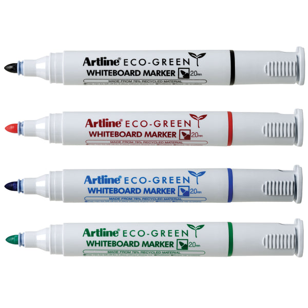 artline 527 eco whiteboard marker 2mm bullet nib assorted wallet of 4