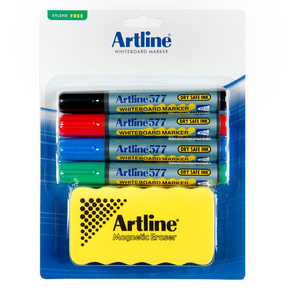 artline 577 whiteboard marker kit magnet with eraser