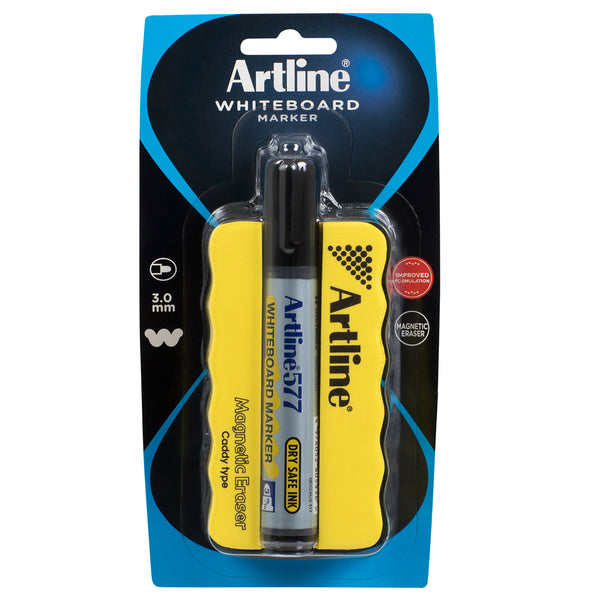 artline 577 whiteboard marker magnetic eraser caddy