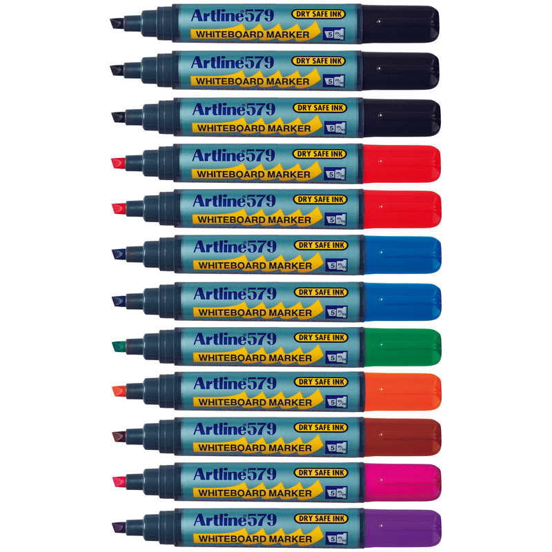 artline 579 whiteboard marker 5mm chisel nib box of 12