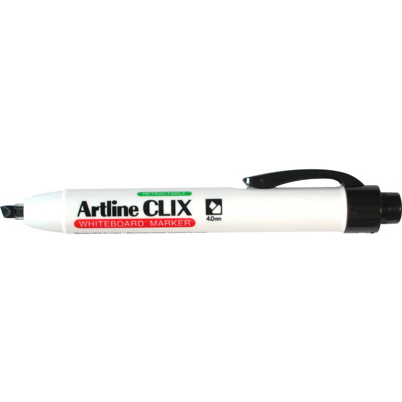 artline 593 clix whiteboard retractable 4mm chisel nib black box of 12