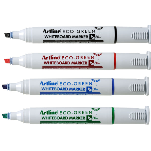 artline 529 eco whiteboard marker 5mm chisel nib assorted wallet of 4