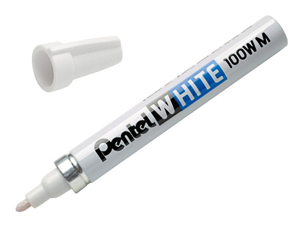 pentel marker permanent med bullet tip 3.9mm white
