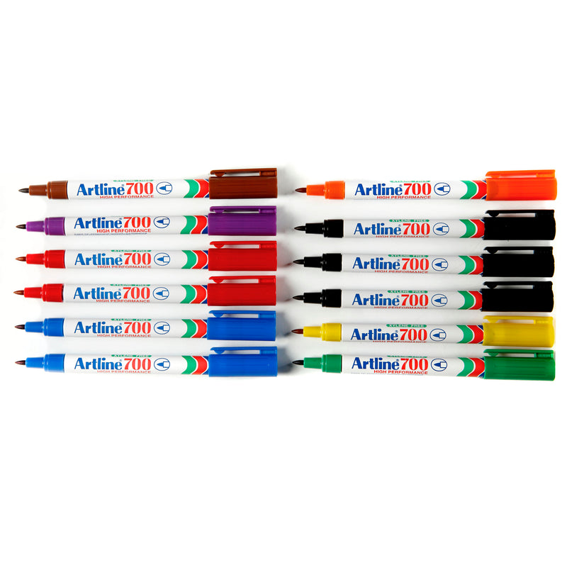 artline 700 permanent marker 0.7mm bullet nib assorted box of 8