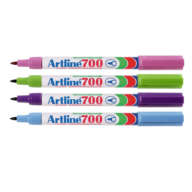 artline 700 permanent marker 0.7mm bullet nib brights assorted box of 12