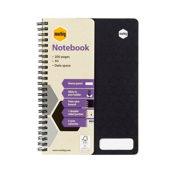 marbig notebook a5 200 pages - pack of 5