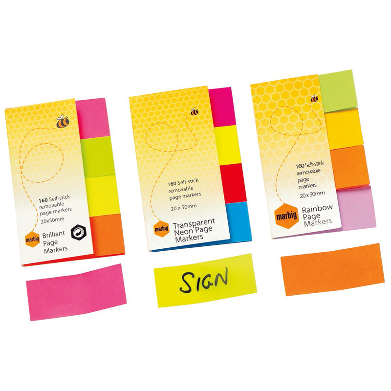 marbig® notes neon transparent page marker 20x50mm