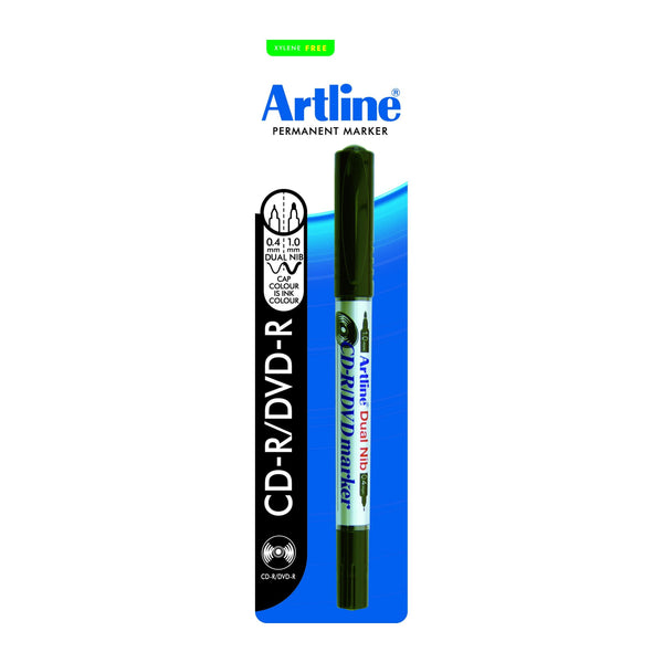 artline 841t cdr/dvd marker dual nib black 